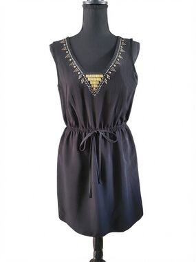 BeBop Black Sleeveless Mini Dress with Gold Accent